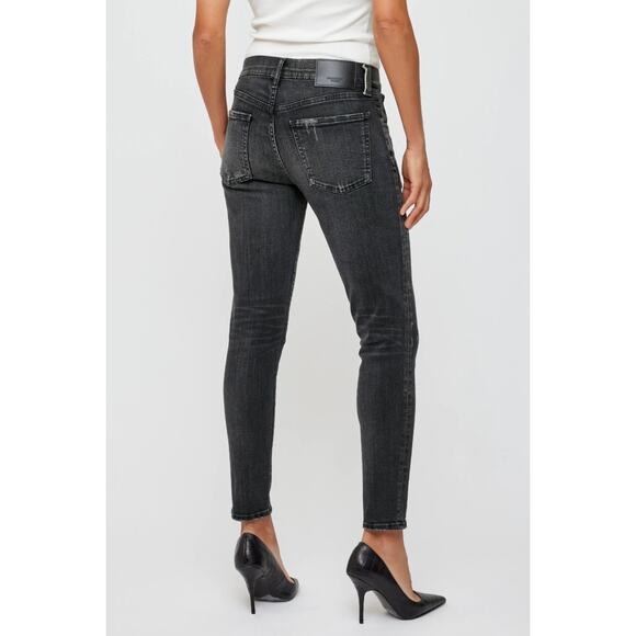 Moussy Vintage Belver Skinny Jeans Black Wash Denim Distressed Stretch Size 23 - Picture 2 of 12